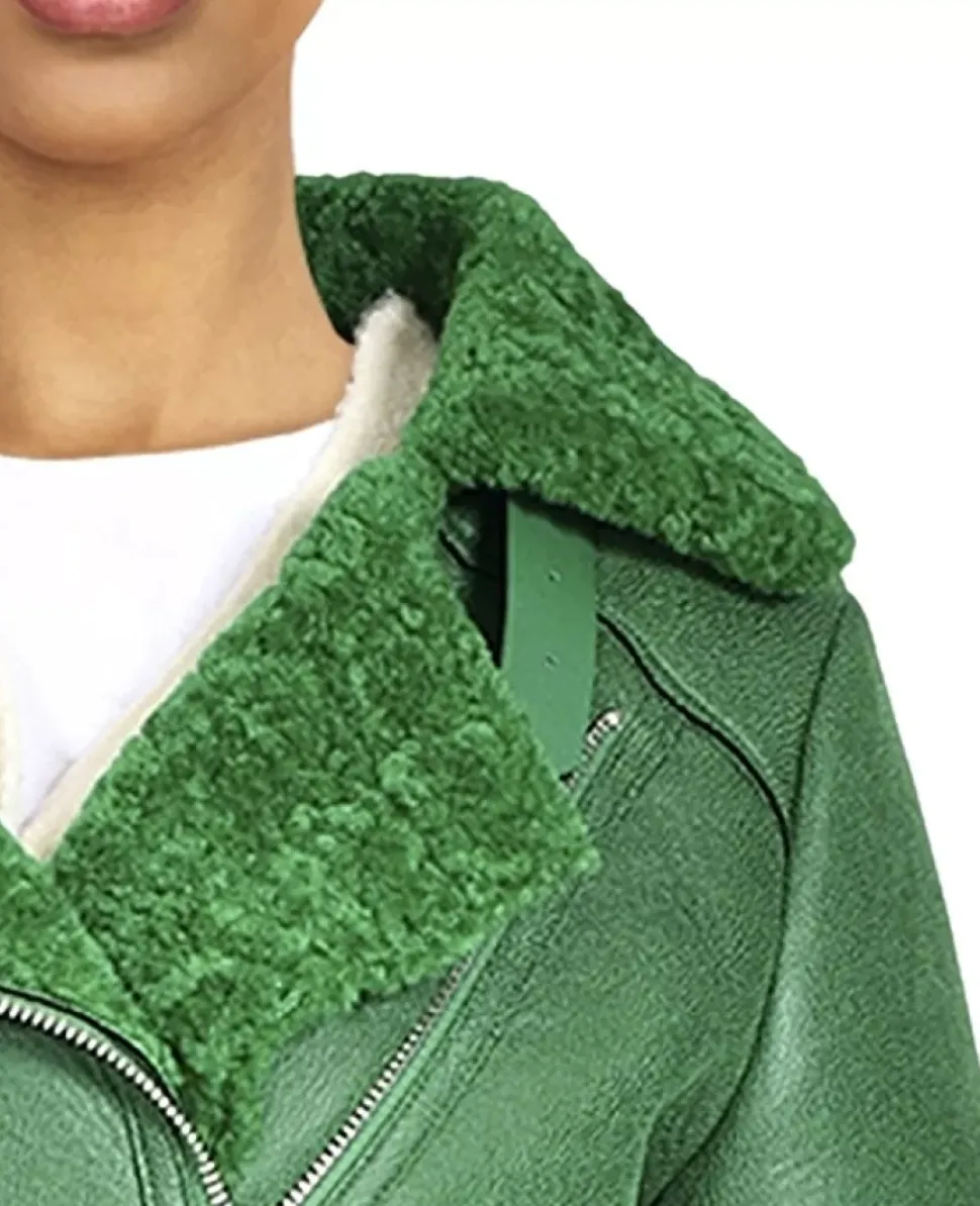 OAKWOOD Blousons^Community Vert - Blouson Bombardier Effet Peau Retournee Fourrure Synthetique