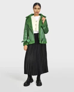 OAKWOOD Blousons^Community Vert - Blouson Bombardier Effet Peau Retournee Fourrure Synthetique