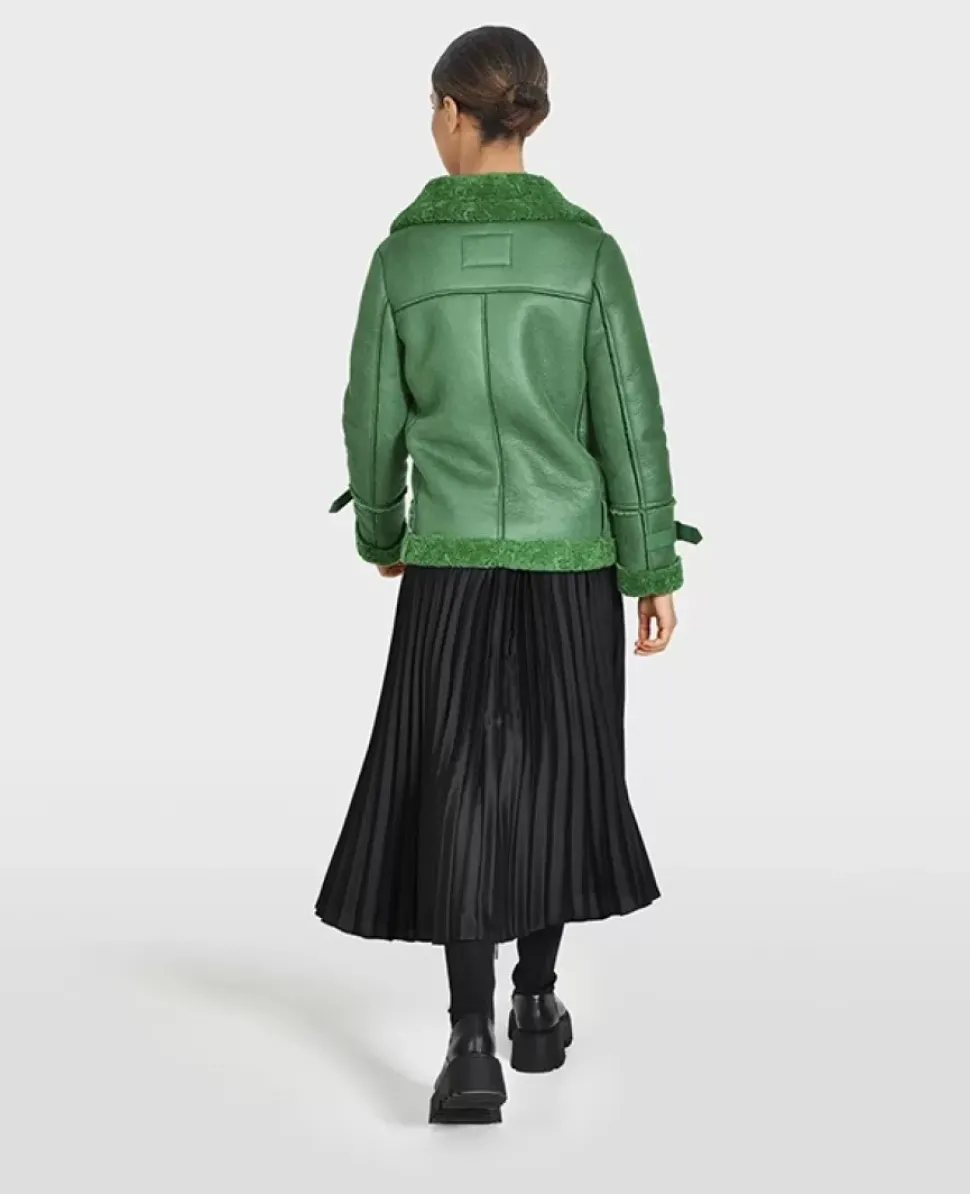 OAKWOOD Blousons^Community Vert - Blouson Bombardier Effet Peau Retournee Fourrure Synthetique