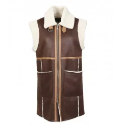OAKWOOD Manteaux^Coulisse Marron Vieilli - Manteau Sans Manche Effet Mouton Retourne