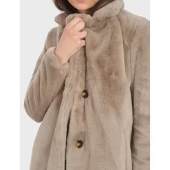 OAKWOOD Manteaux^Cyber Beige Fonce - Manteau Long En Fausse Fourrure