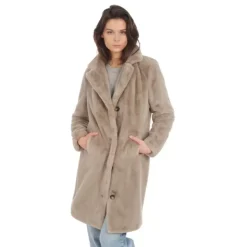 OAKWOOD Manteaux^Cyber Beige Fonce - Manteau Long En Fausse Fourrure