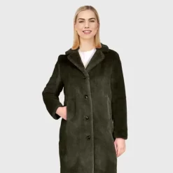 OAKWOOD Manteaux^Cyber Kaki - Manteau Long En Fourrure Synthetique A Col Revers