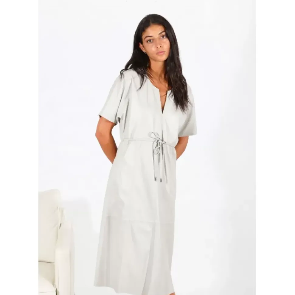 OAKWOOD Robes^Dance Beton - Robe Fourreau En Cuir Veritable