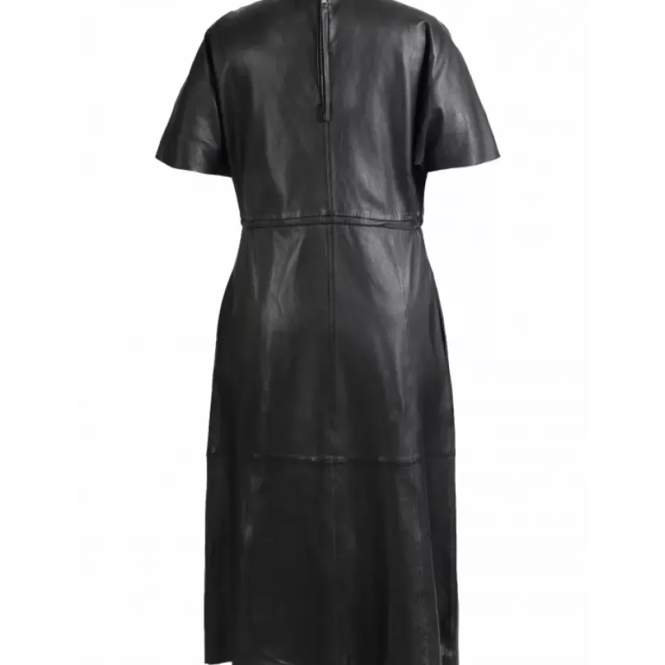 OAKWOOD Robes^Dance Noir - Robe Fourreau En Cuir Veritable