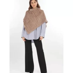 OAKWOOD Accessoires^Davos Beige Fonce - Poncho En Fourrure Veritable