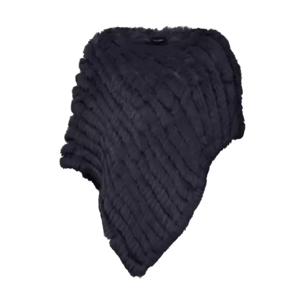 OAKWOOD Accessoires^Davos Bleu Fonce - Poncho En Fourrure Veritable