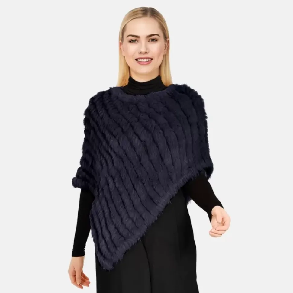 OAKWOOD Accessoires^Davos Bleu Fonce - Poncho En Fourrure Veritable