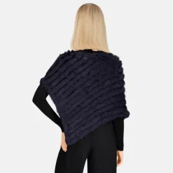 OAKWOOD Accessoires^Davos Bleu Fonce - Poncho En Fourrure Veritable