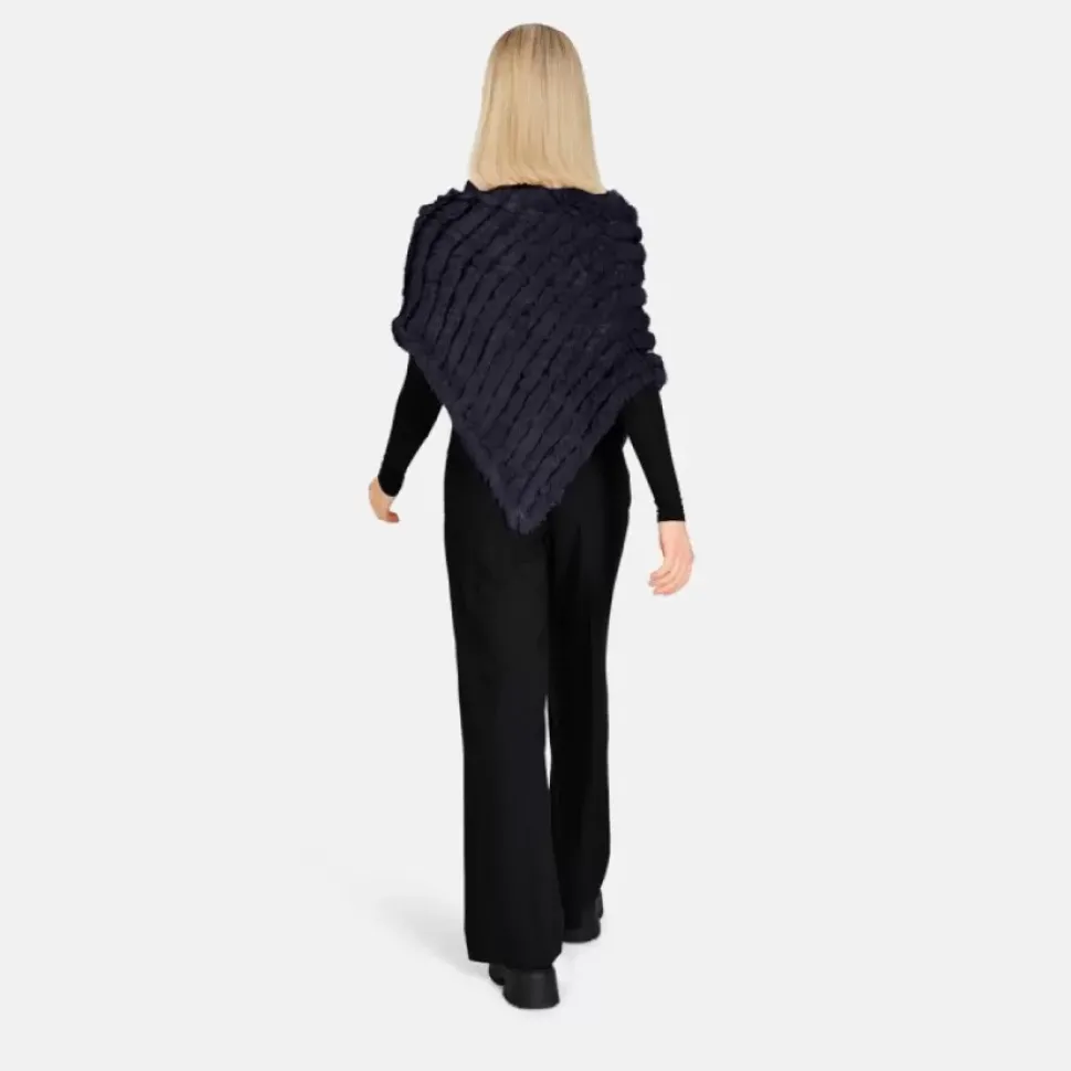 OAKWOOD Accessoires^Davos Bleu Fonce - Poncho En Fourrure Veritable