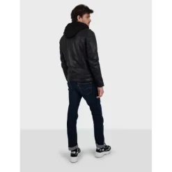 OAKWOOD Blousons^Drink Noir - Blouson En Cuir Veritable A Capuche Amovible