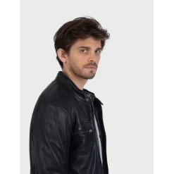 OAKWOOD Blousons^Drink Noir - Blouson En Cuir Veritable A Capuche Amovible