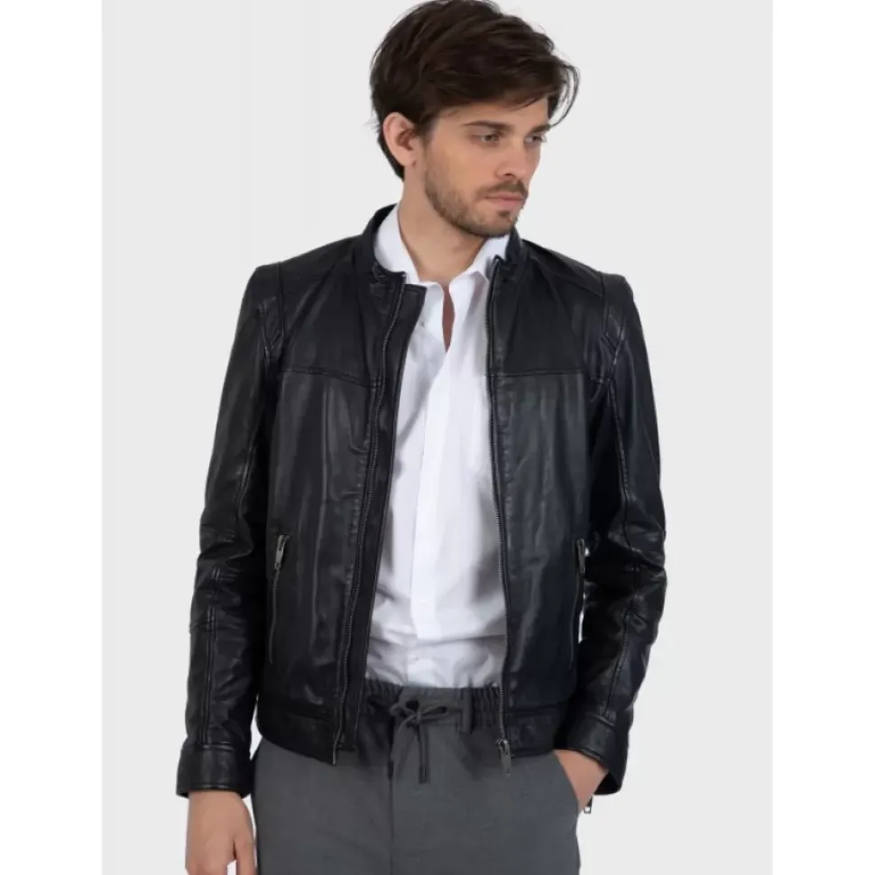 OAKWOOD Blousons^Dublin Noir - Blouson En Cuir Veritable Lisse