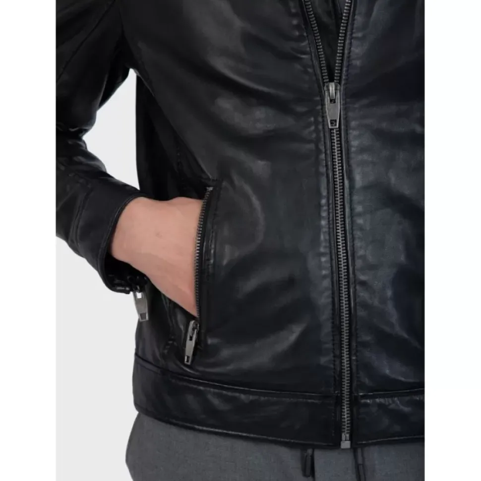OAKWOOD Blousons^Dublin Noir - Blouson En Cuir Veritable Lisse