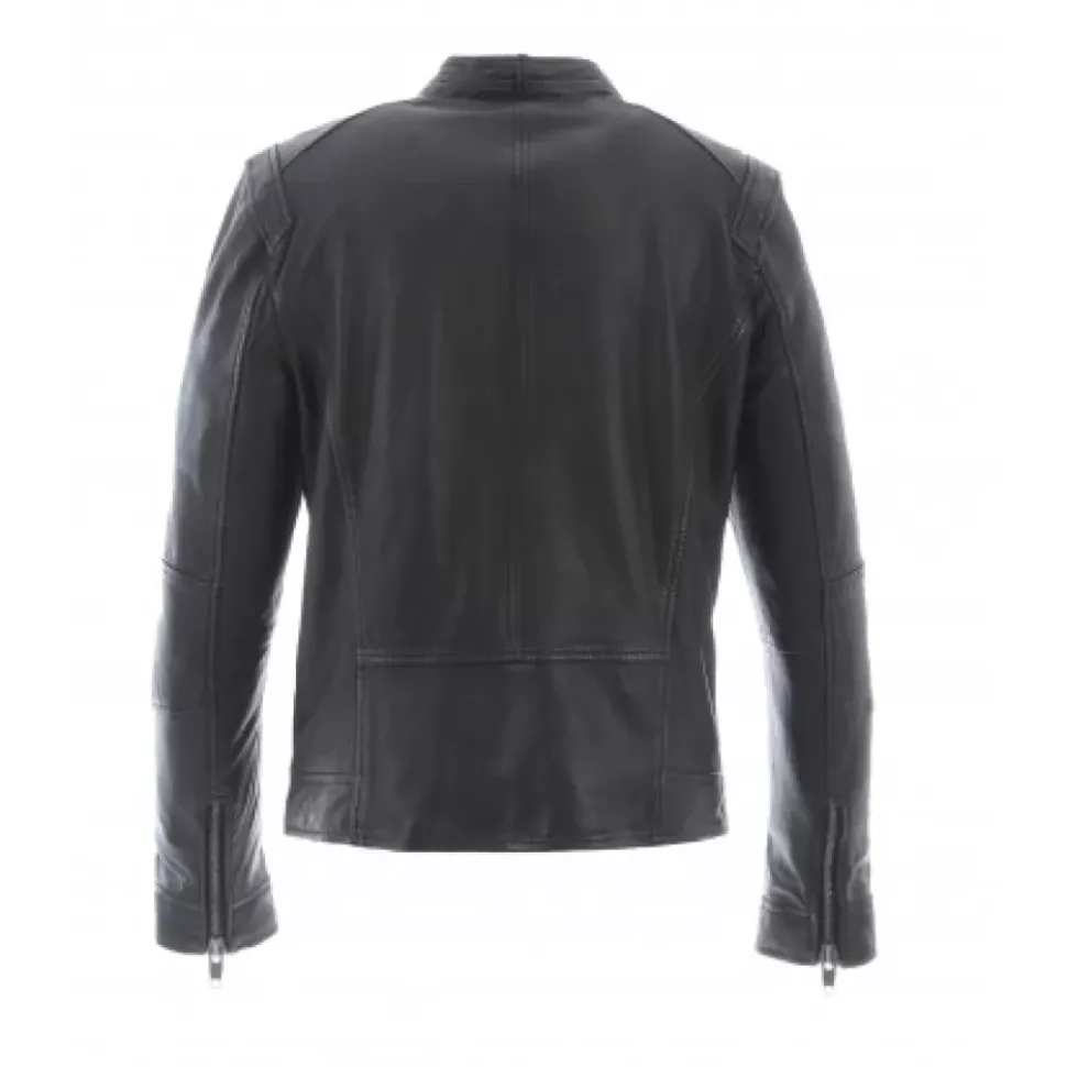 OAKWOOD Blousons^Dublin Noir - Blouson En Cuir Veritable Lisse