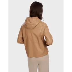 OAKWOOD Blousons^Dynamic Beige - Blouson A Capuche En Cuir Veritable