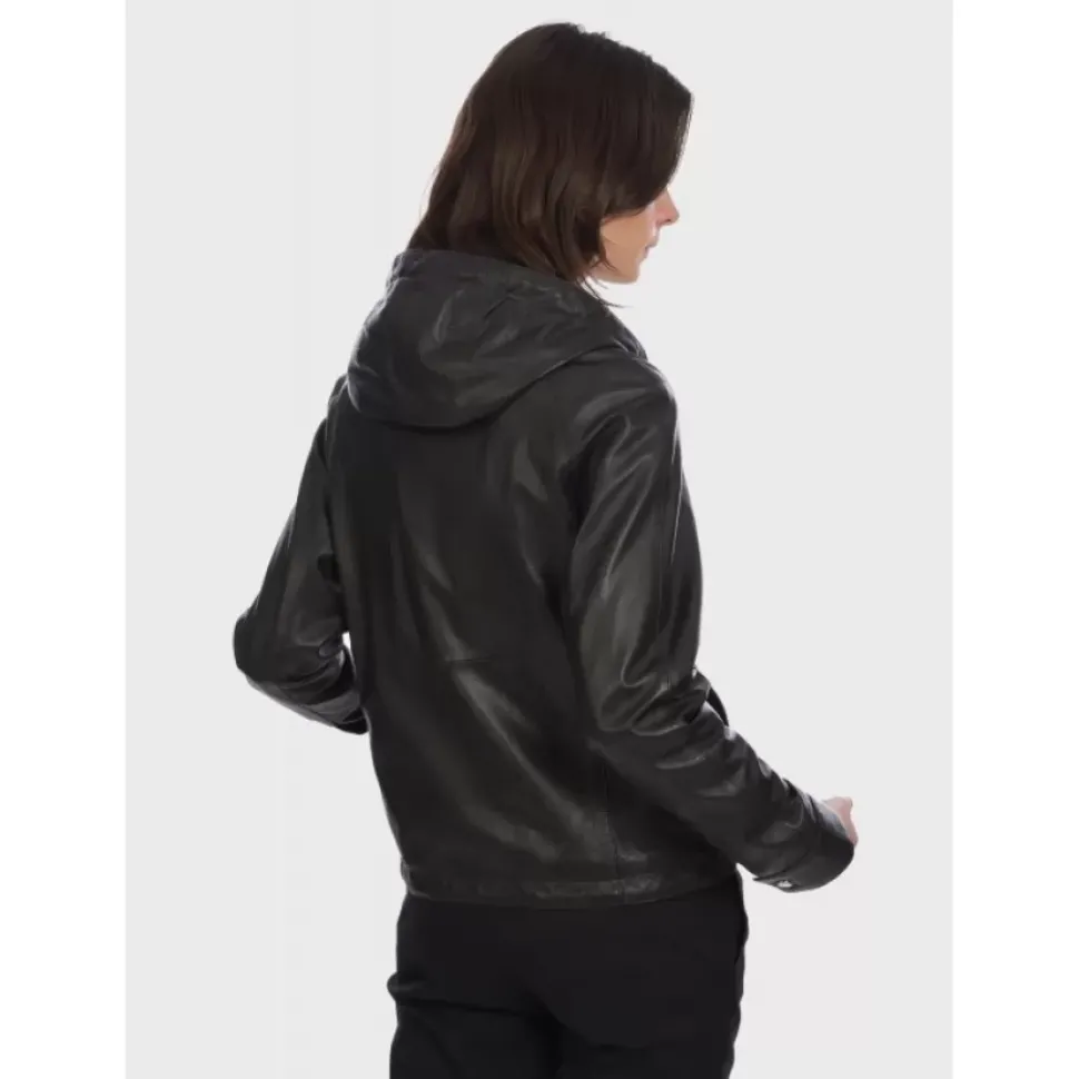 OAKWOOD Blousons^Dynamic Noir - Blouson A Capuche En Cuir Veritable