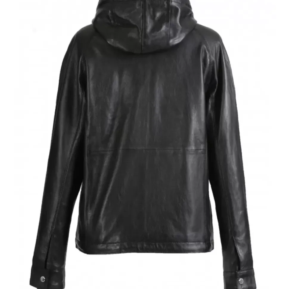 OAKWOOD Blousons^Dynamic Noir - Blouson A Capuche En Cuir Veritable