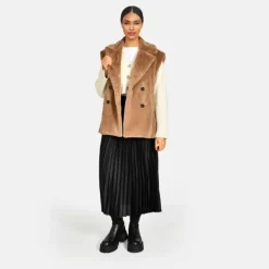 OAKWOOD Gilets^Edit Noisette - Gilet Sans Manche Fausse Fourrure