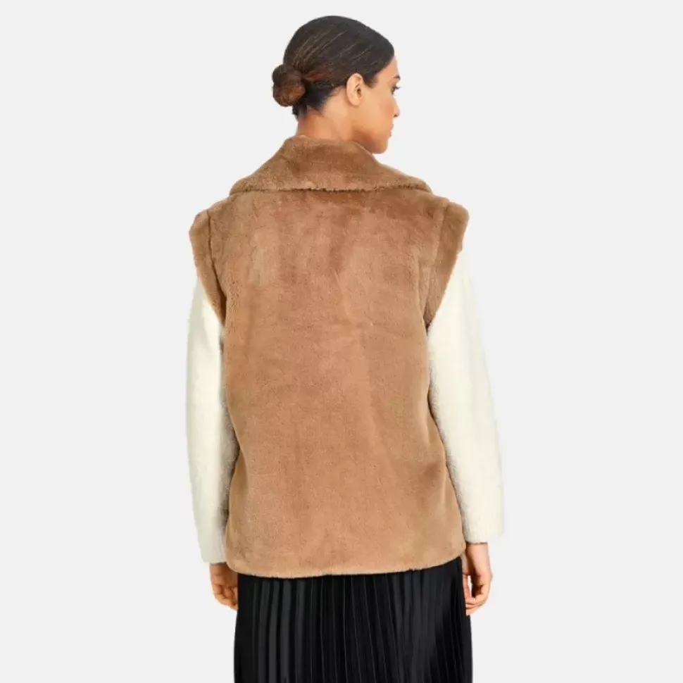 OAKWOOD Gilets^Edit Noisette - Gilet Sans Manche Fausse Fourrure