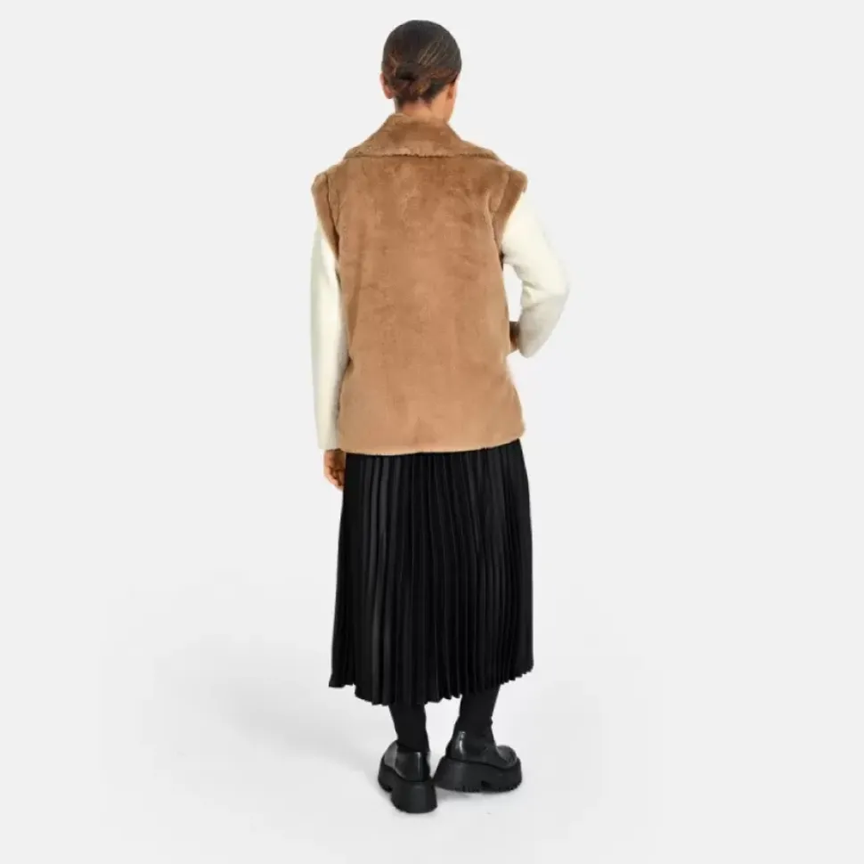 OAKWOOD Gilets^Edit Noisette - Gilet Sans Manche Fausse Fourrure