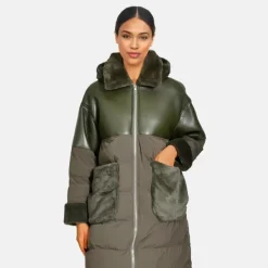 OAKWOOD Manteaux^Ella Kaki - Manteau Long En Fausse Fourrure / Nylon
