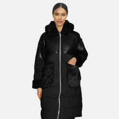 OAKWOOD Manteaux^Ella Noir - Manteau Long En Fausse Fourrure / Nylon