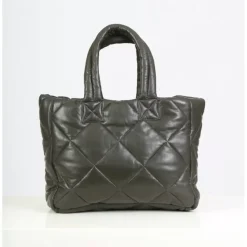 OAKWOOD Accessoires^Except Kaki Fonce - Petit Sac Cabas En Cuir Veritable Matelasse