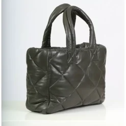 OAKWOOD Accessoires^Except Kaki Fonce - Petit Sac Cabas En Cuir Veritable Matelasse
