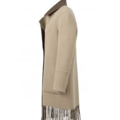 OAKWOOD Manteaux^Fabienne Bi Kaki Fonce - Manteau En Laine Mi-Long Reversible Et A Franges