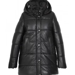 OAKWOOD Doudounes^Fancy Noir - Doudoune Mi-Longue En Cuir Veritable Avec Capuches Amovibles