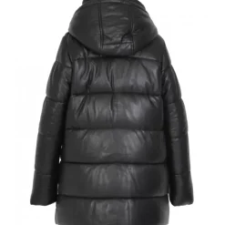 OAKWOOD Doudounes^Fancy Noir - Doudoune Mi-Longue En Cuir Veritable Avec Capuches Amovibles