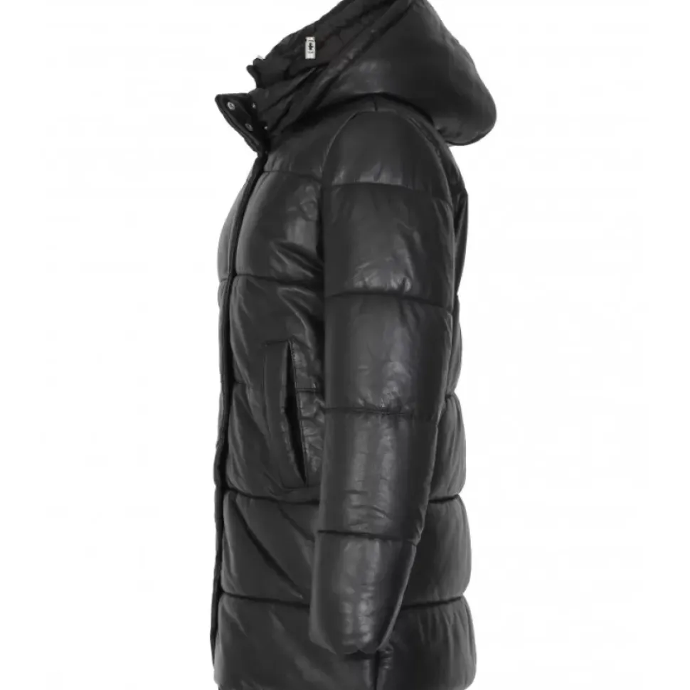 OAKWOOD Doudounes^Fancy Noir - Doudoune Mi-Longue En Cuir Veritable Avec Capuches Amovibles
