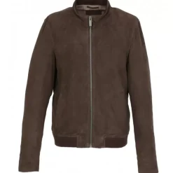 OAKWOOD Blousons^Filip Marron - Blouson Epure En Cuir Veritable De Chevre Velours