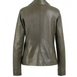 OAKWOOD Blousons^Flash Kaki - Blouson Epure A Fermeture Asymetrique En Cuir Veritable De Mouton