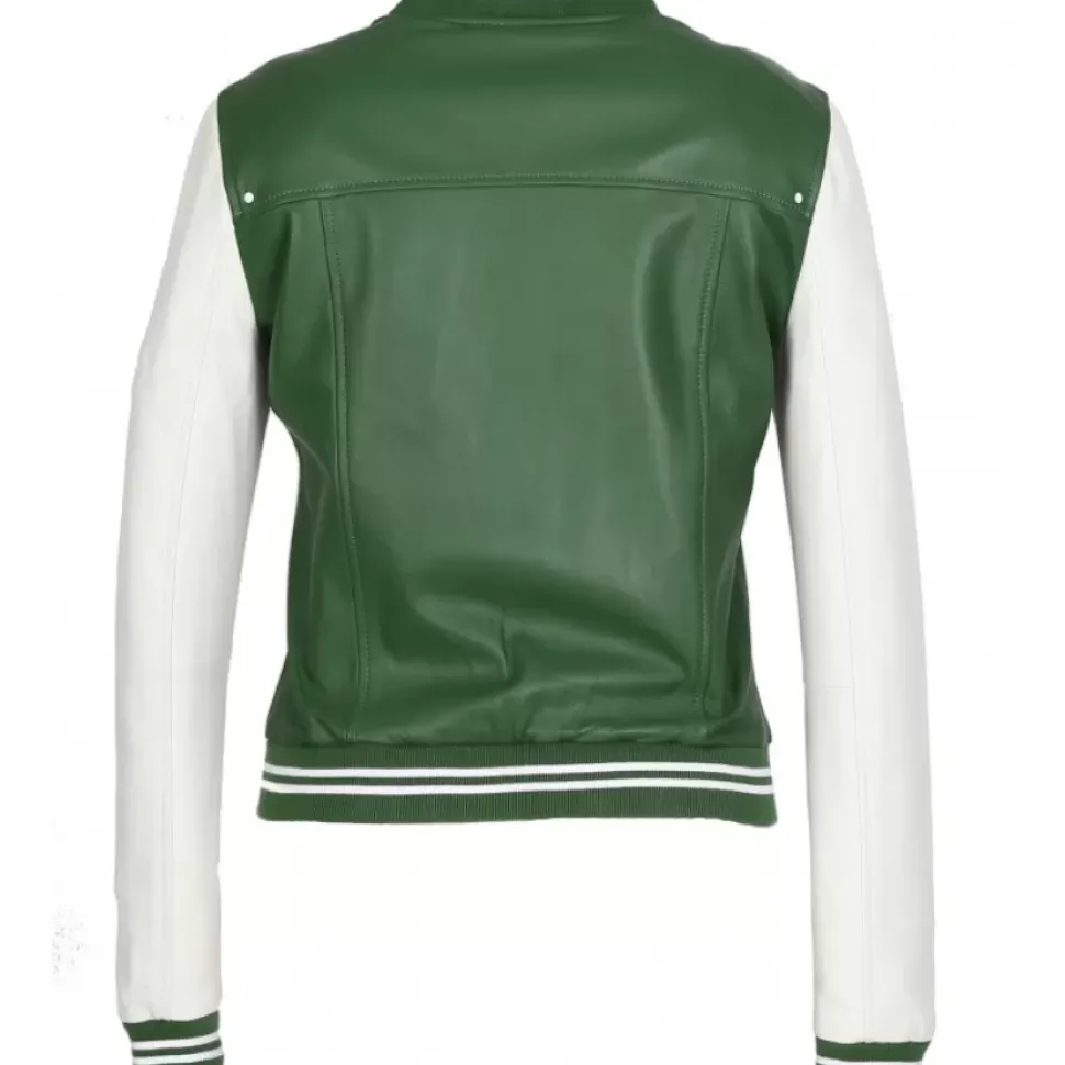 OAKWOOD Blousons^Flirt Bi Emeraude- Blouson Teddy Bi-Color En Cuir Veritable