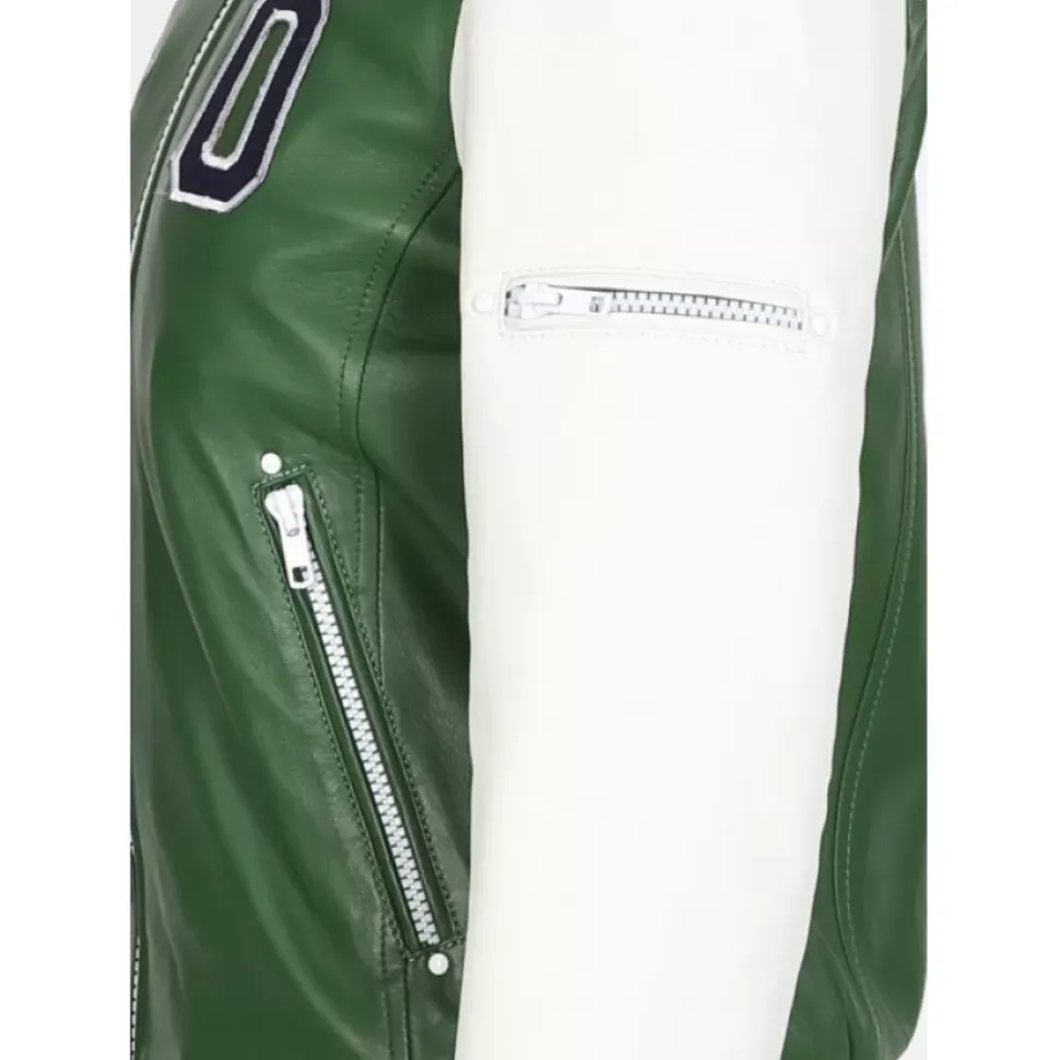 OAKWOOD Blousons^Flirt Bi Emeraude- Blouson Teddy Bi-Color En Cuir Veritable