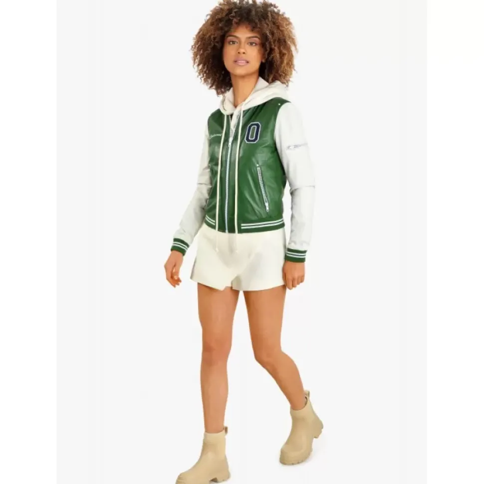 OAKWOOD Blousons^Flirt Bi Emeraude- Blouson Teddy Bi-Color En Cuir Veritable