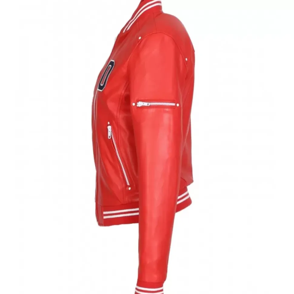 OAKWOOD Blousons^Flirt Rouge Fonce - Blouson Teddy En Cuir Veritable