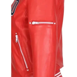 OAKWOOD Blousons^Flirt Rouge Fonce - Blouson Teddy En Cuir Veritable