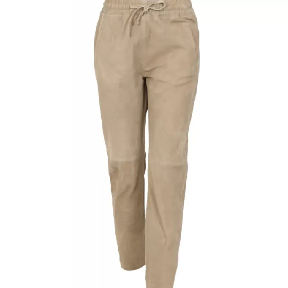 OAKWOOD Pantalons^Gift Beige - Pantalon Jogpant Cuir Veritable Chevre Velours