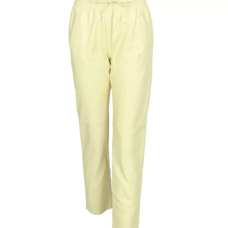 OAKWOOD Pantalons^Gift Jaune Clair - Jogpant En Cuir Veritable