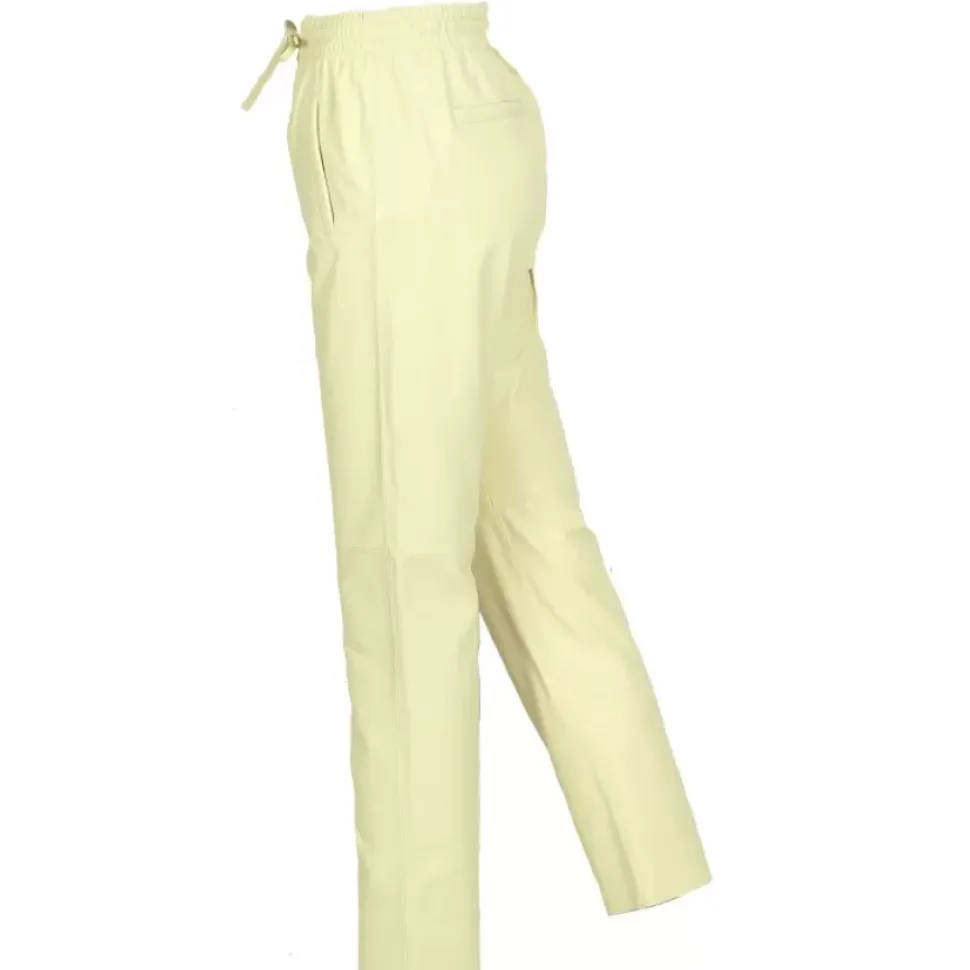 OAKWOOD Pantalons^Gift Jaune Clair - Jogpant En Cuir Veritable
