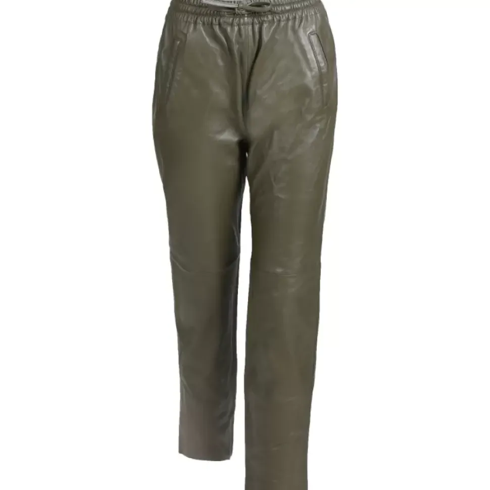 OAKWOOD Pantalons^Gift Kaki - Pantalon Jogpant Cuir Veritable