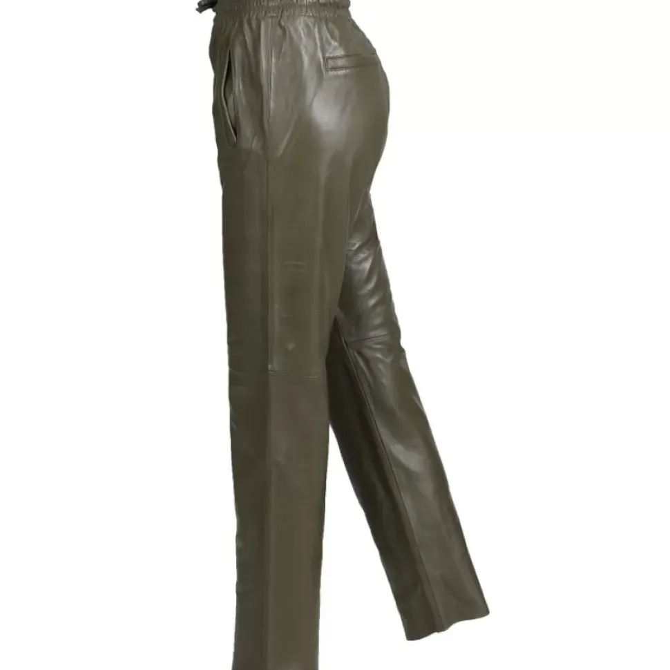 OAKWOOD Pantalons^Gift Kaki - Pantalon Jogpant Cuir Veritable