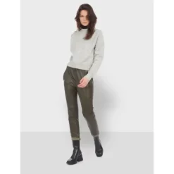 OAKWOOD Pantalons^Gift Kaki Fonce - Pantalon Jogpant Cuir Veritable
