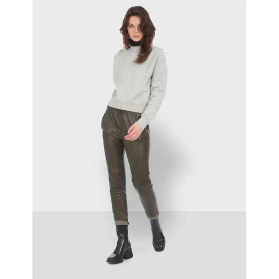 OAKWOOD Pantalons^Gift Kaki Fonce - Pantalon Jogpant Cuir Veritable