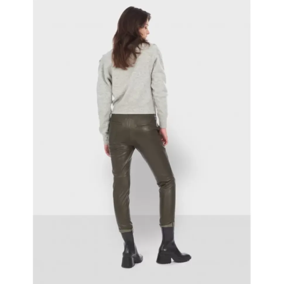 OAKWOOD Pantalons^Gift Kaki Fonce - Pantalon Jogpant Cuir Veritable