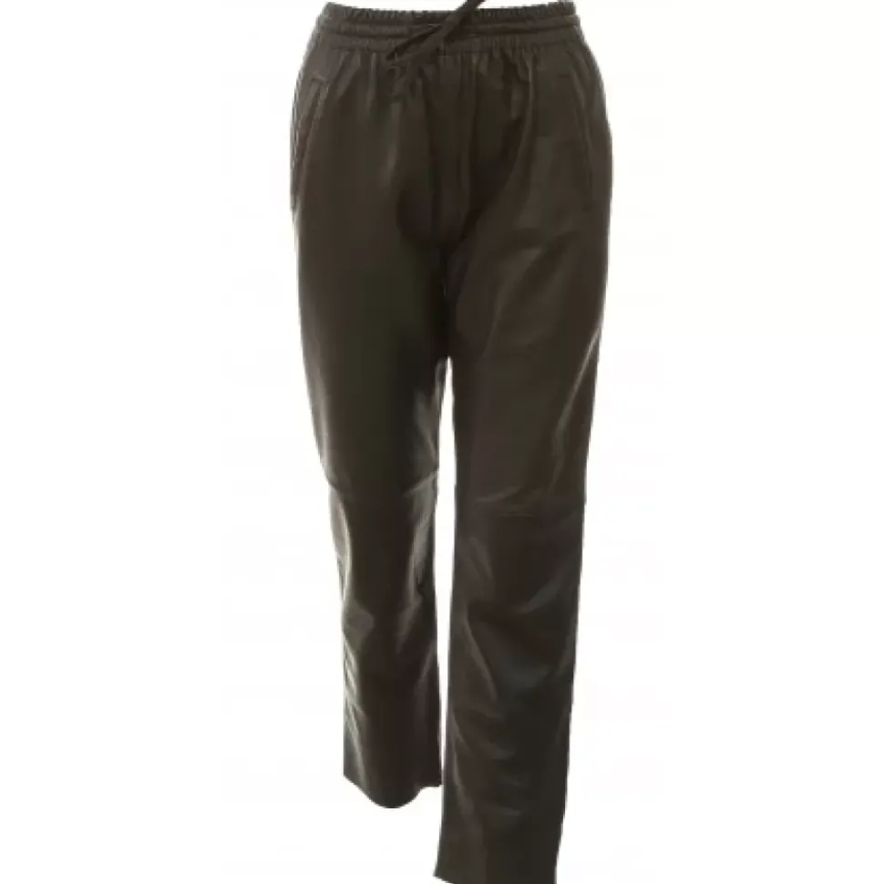 OAKWOOD Pantalons^Gift Marron Fonce - Pantalon Jogpant Cuir Veritable