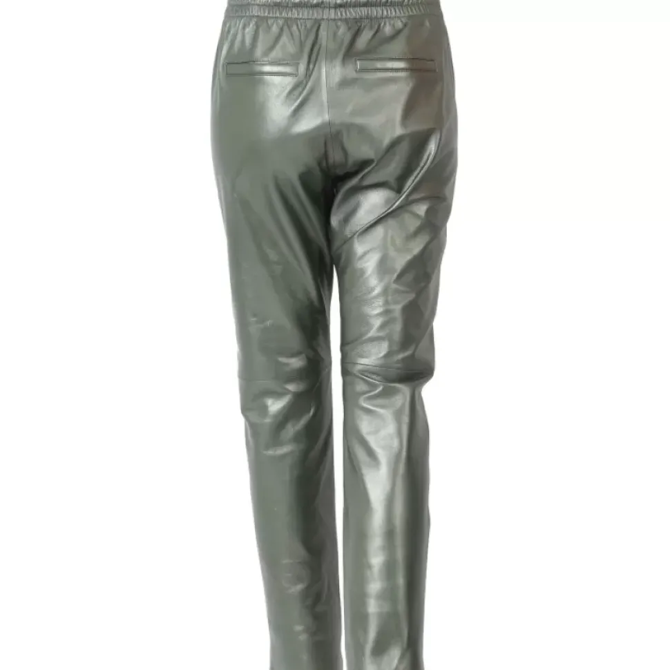 OAKWOOD Pantalons^Gift Metal Vert Fonce - Pantalon Jogpant Cuir Veritable